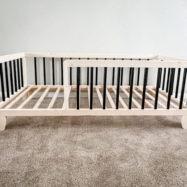 Black & natural kids floor bed