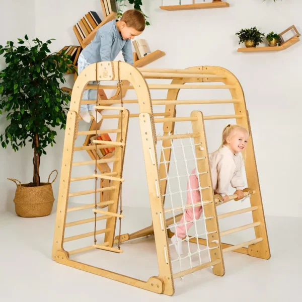 6-in-1 Wooden Indoor Playground for Kids