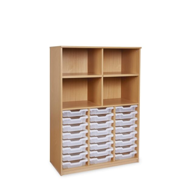 Kids storage shelf with boxes